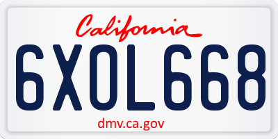 CA license plate 6XOL668