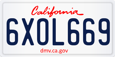 CA license plate 6XOL669