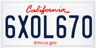 CA license plate 6XOL670