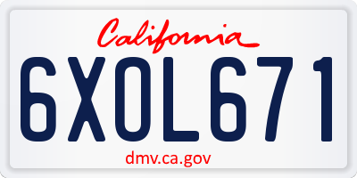 CA license plate 6XOL671