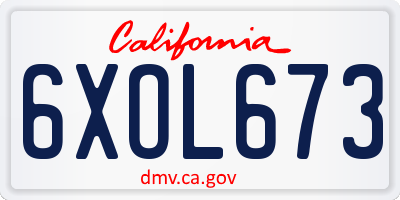 CA license plate 6XOL673