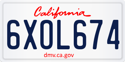 CA license plate 6XOL674