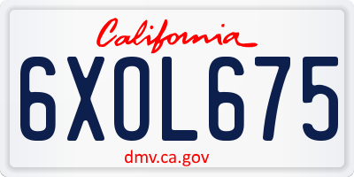 CA license plate 6XOL675