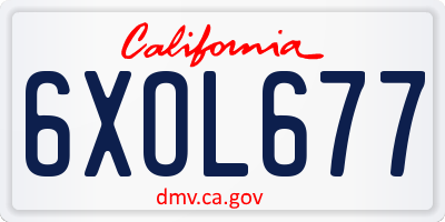CA license plate 6XOL677