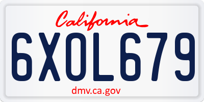CA license plate 6XOL679