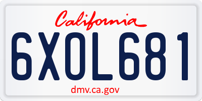 CA license plate 6XOL681