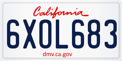 CA license plate 6XOL683