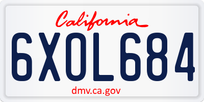 CA license plate 6XOL684