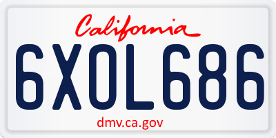 CA license plate 6XOL686