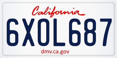 CA license plate 6XOL687