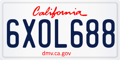 CA license plate 6XOL688