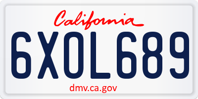 CA license plate 6XOL689