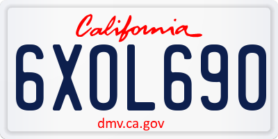 CA license plate 6XOL690