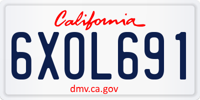 CA license plate 6XOL691