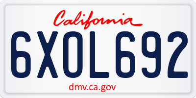 CA license plate 6XOL692