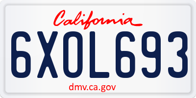 CA license plate 6XOL693