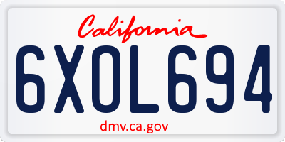 CA license plate 6XOL694