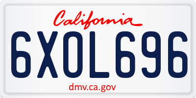 CA license plate 6XOL696