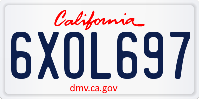 CA license plate 6XOL697
