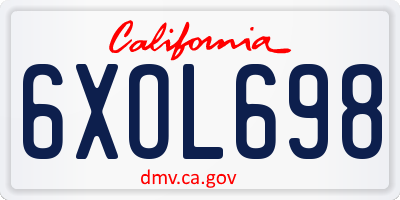 CA license plate 6XOL698