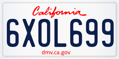 CA license plate 6XOL699