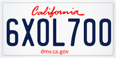 CA license plate 6XOL700