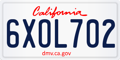 CA license plate 6XOL702
