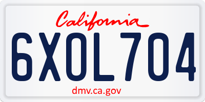 CA license plate 6XOL704