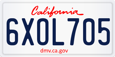 CA license plate 6XOL705