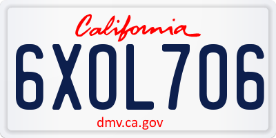 CA license plate 6XOL706