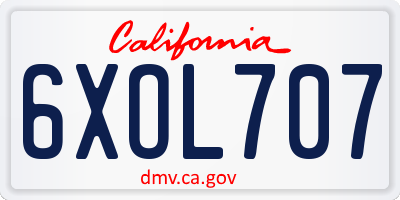 CA license plate 6XOL707