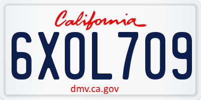 CA license plate 6XOL709