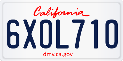 CA license plate 6XOL710