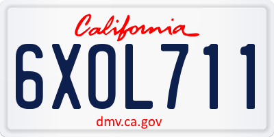 CA license plate 6XOL711