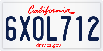 CA license plate 6XOL712