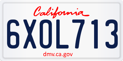 CA license plate 6XOL713