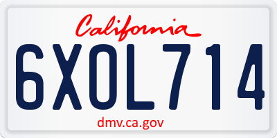 CA license plate 6XOL714