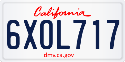 CA license plate 6XOL717