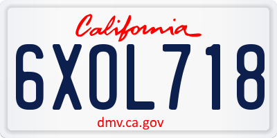 CA license plate 6XOL718