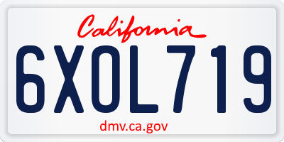 CA license plate 6XOL719