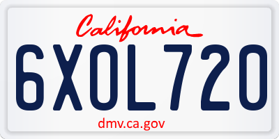 CA license plate 6XOL720