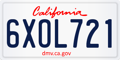 CA license plate 6XOL721