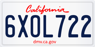 CA license plate 6XOL722