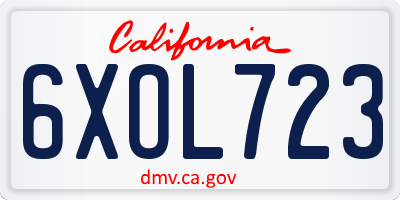 CA license plate 6XOL723