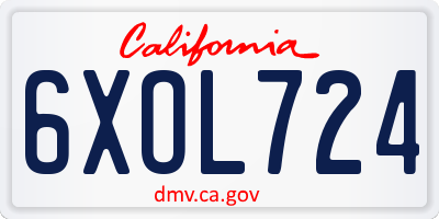 CA license plate 6XOL724