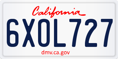 CA license plate 6XOL727