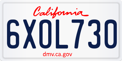 CA license plate 6XOL730