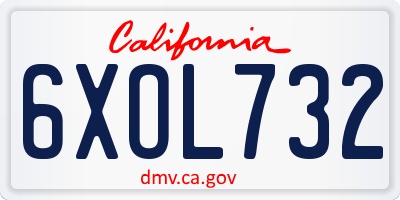 CA license plate 6XOL732