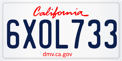 CA license plate 6XOL733