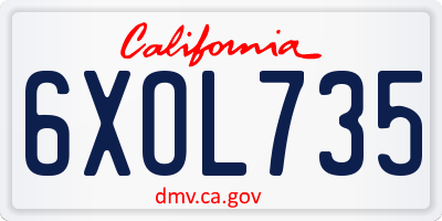 CA license plate 6XOL735